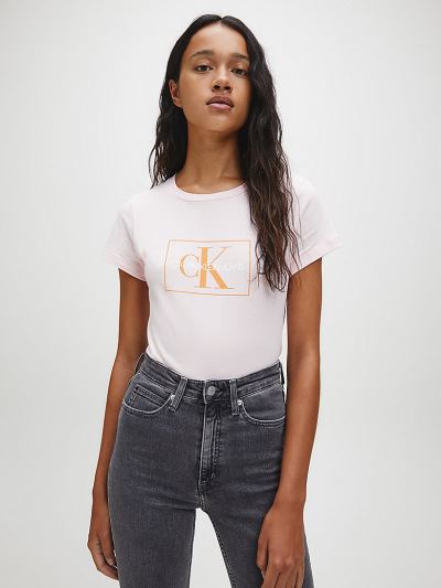 Calvin Klein Ruhák HU646229 | Calvin Klein Slim Logo Női Póló Krém